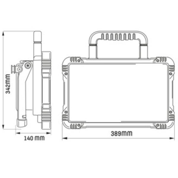 SHADA  - Hybrid Arbeitstrahler - 47W 5500lm 5000K IP54 - Baustellentauglich (0300818)